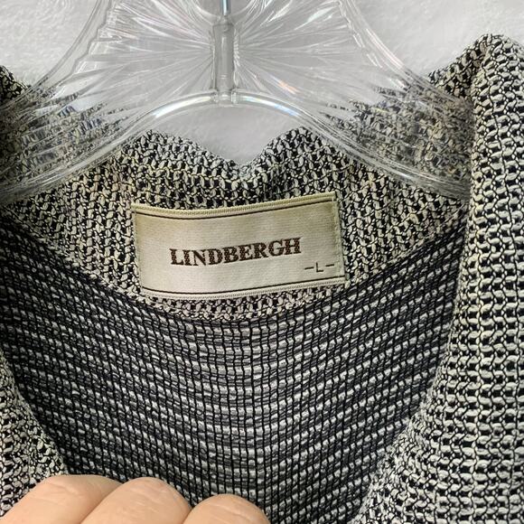 VTG Lindbergh Mens Large Gray Black Woven Pullover Short Sleeve Polo Shirt - Picture 9 of 11